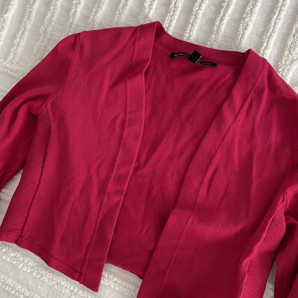 White House Black Market Fuchsia Open-Front Cardigan